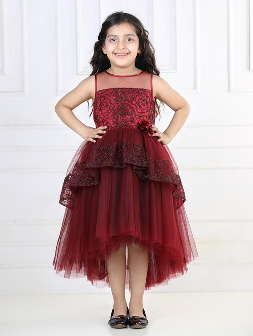 girls round neck net frock - 21067537 - Very Small Image - 1