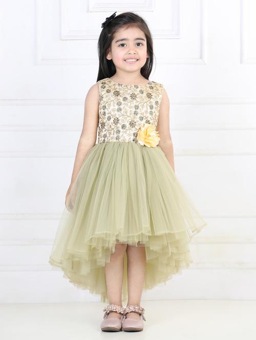 girls round neck net frocks - 21067549 - Very Small Image - 1