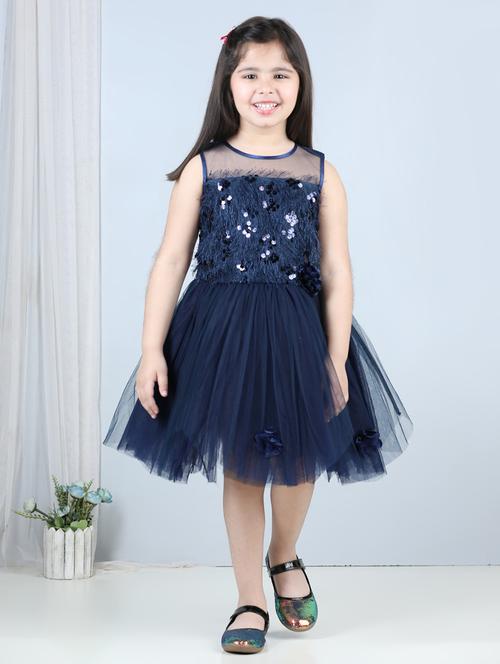 girls round neck net frock - 21067562 - Very Small Image - 1