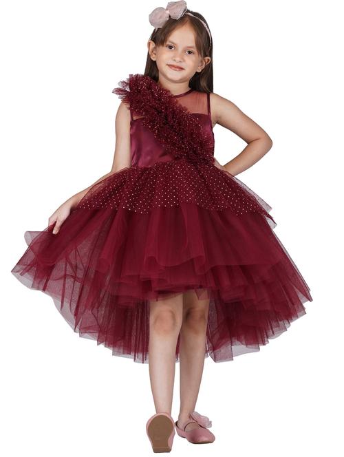 girls round neck net frock - 21067614 - Very Small Image - 1