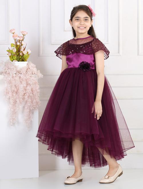 girls round neck net frock - 21067669 - Very Small Image - 1