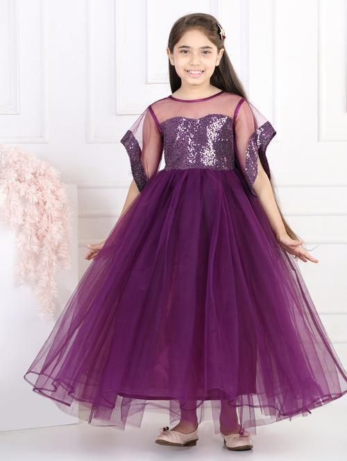 girls purple sequins detailed frock - 21067676 - Very Small Image - 1
