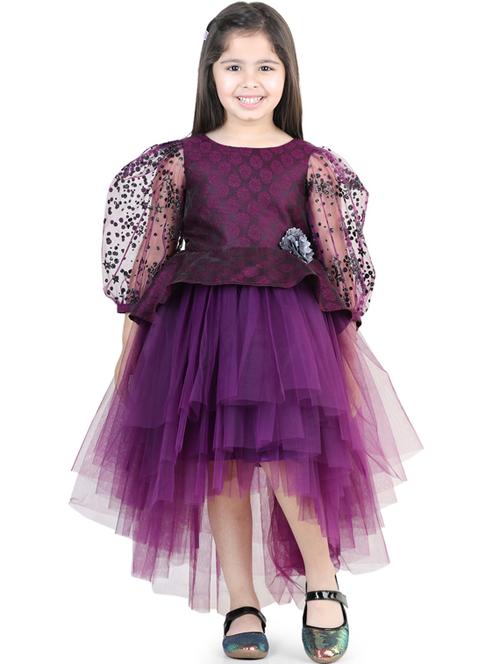 girls round neck net frocks - 21067689 - Very Small Image - 1