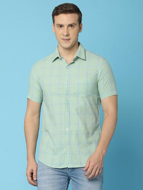men green checks printed casual shirt - 21067807 - Very Small Image - 1