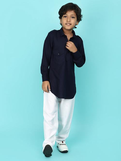 kids solid kurta pyjama set - 21068013 - Very Small Image - 1