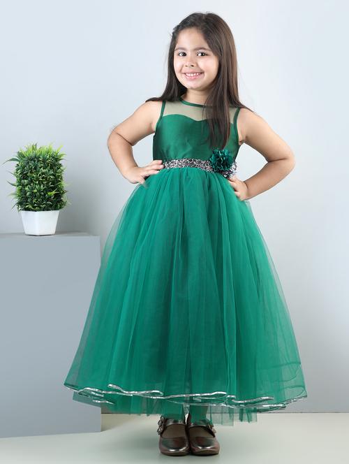 girls round neck net frock - 21068544 - Very Small Image - 1
