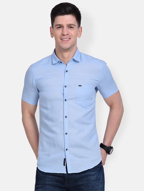 men solid short sleeve casual shirt - 21068687 - Very Small Image - 1