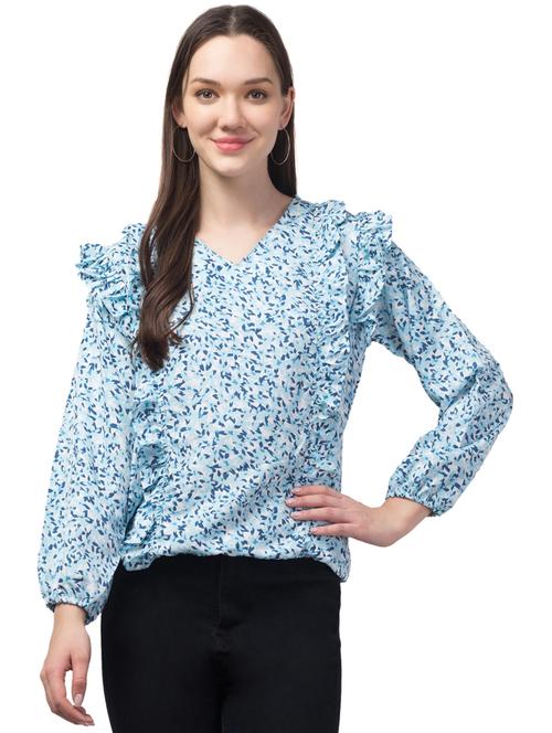 light blue printed detailed top - 21069079 - Very Small Image - 1