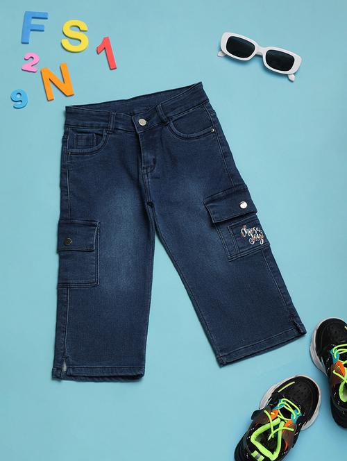 girls navy blue solid three-fourth - 21070292 - Very Small Image - 1