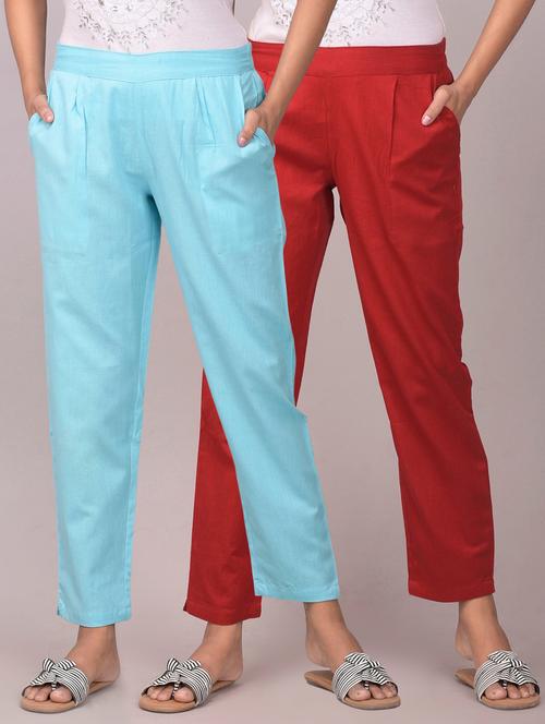 multi color pack of 2 solids trousers - 21071952 - Very Small Image - 1