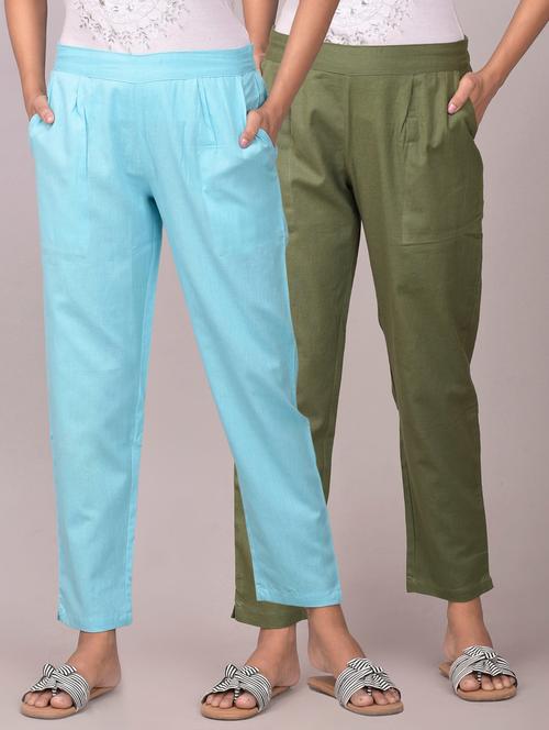 multi color pack of 2 solids trousers - 21071953 - Very Small Image - 1