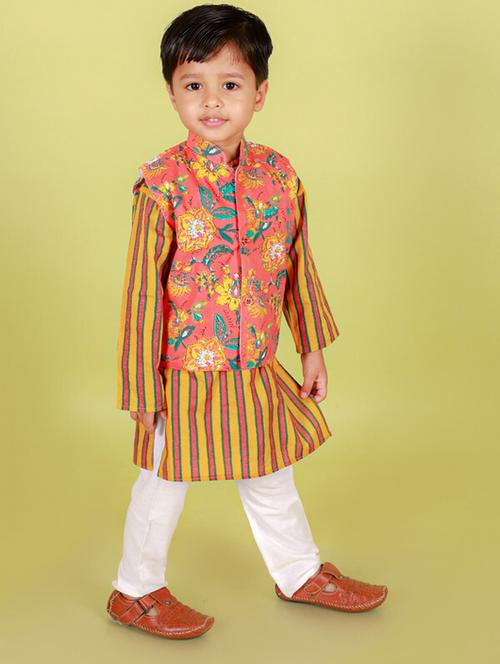 pink printed detailed kurta jacket & trouser set - 21072555 - Very Small Image - 1