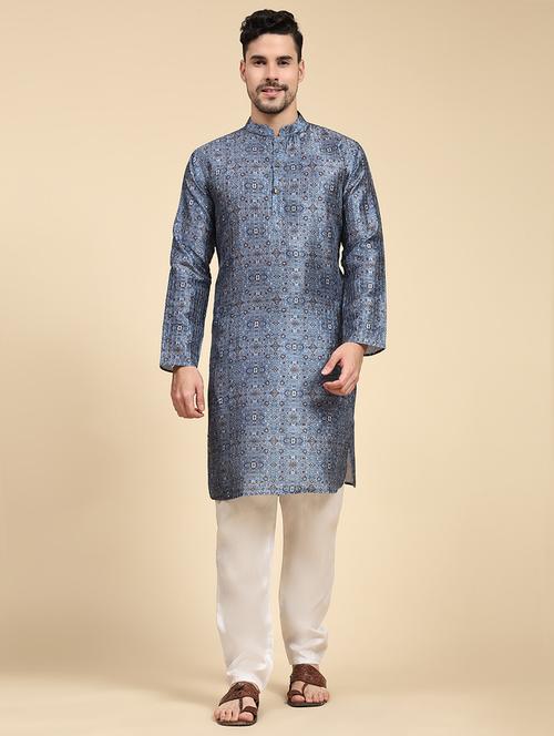 blue printed long kurta - 21073179 - Very Small Image - 1