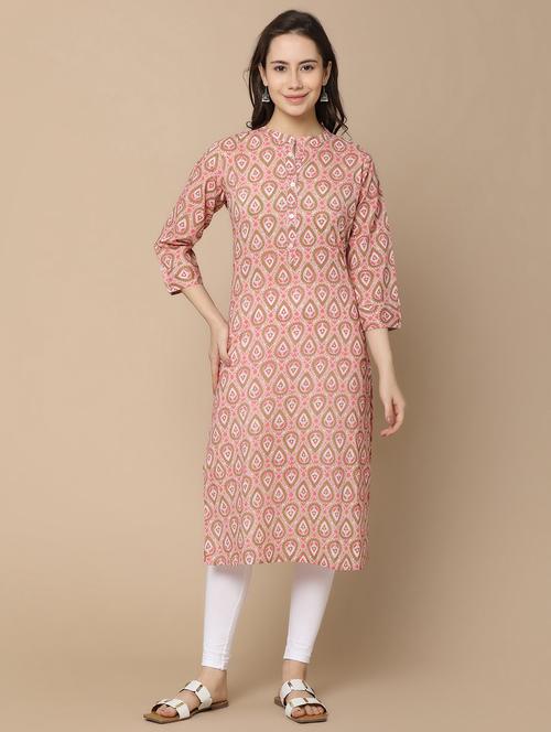 pink cotton straight kurta - 21073253 - Very Small Image - 1