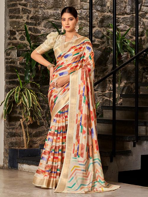 stripes printed saree - 21074376 - Very Small Image - 1
