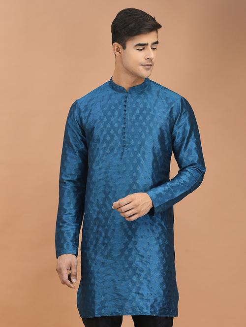 men self design mandarin neck kurta - 21074886 - Very Small Image - 1