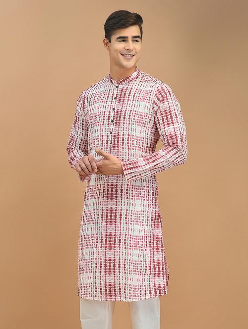 men tie & dye long kurta - 21074924 - Very Small Image - 1