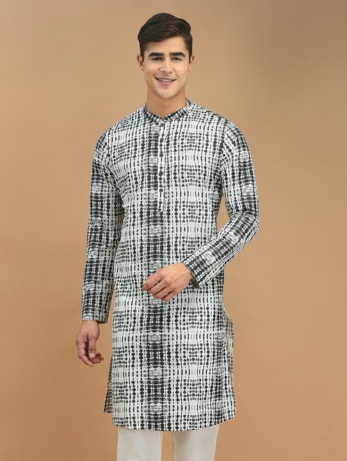 men tie & dye long kurta - 21074928 - Very Small Image - 1