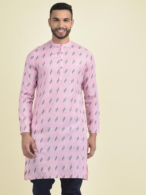 pink colored cotton blend short kurta - 21074947 - Very Small Image - 1