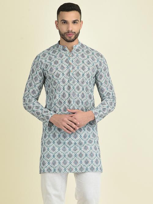 men long sleeve self-designed kurta - 21075011 - Very Small Image - 1