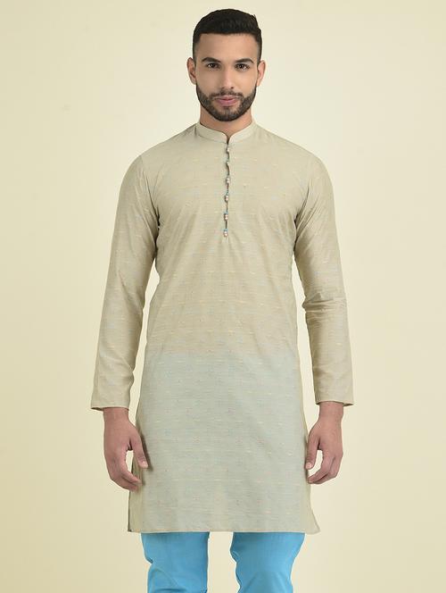 men long sleeve self-designed kurta - 21075016 - Very Small Image - 1