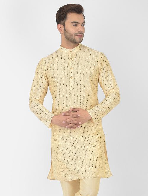 lemon cotton blend short kurta - 21075097 - Very Small Image - 1