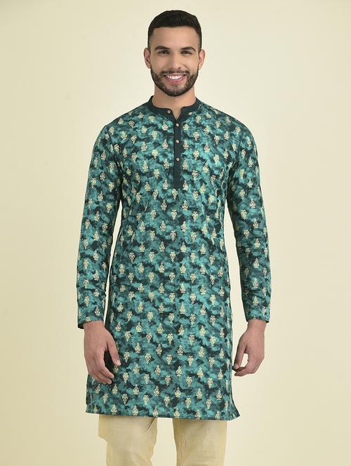 men long sleeve printed kurta - 21075130 - Very Small Image - 1