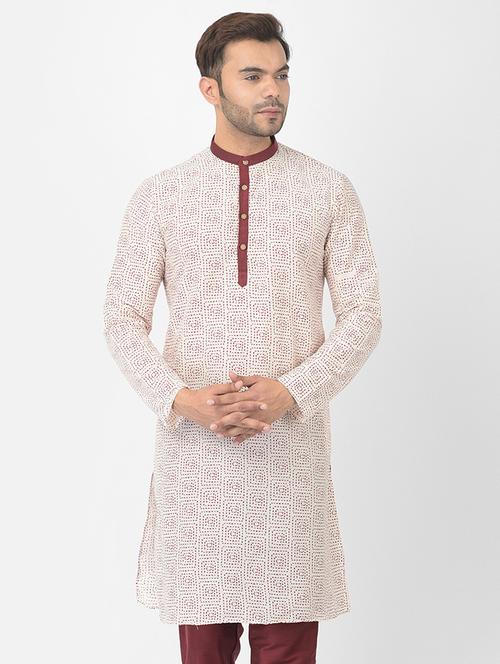white cotton blend short kurta - 21075139 - Very Small Image - 1