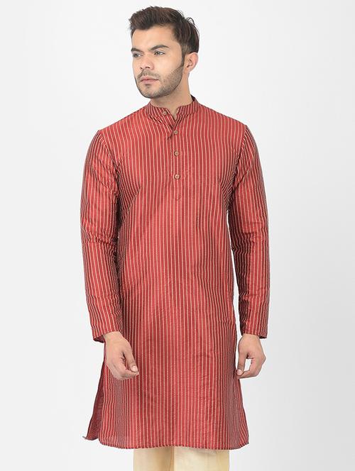 red jacquard short kurta - 21075147 - Very Small Image - 1