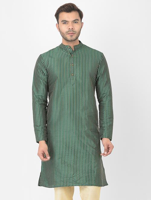 men mandarin neck striped long kurta - 21075149 - Very Small Image - 1