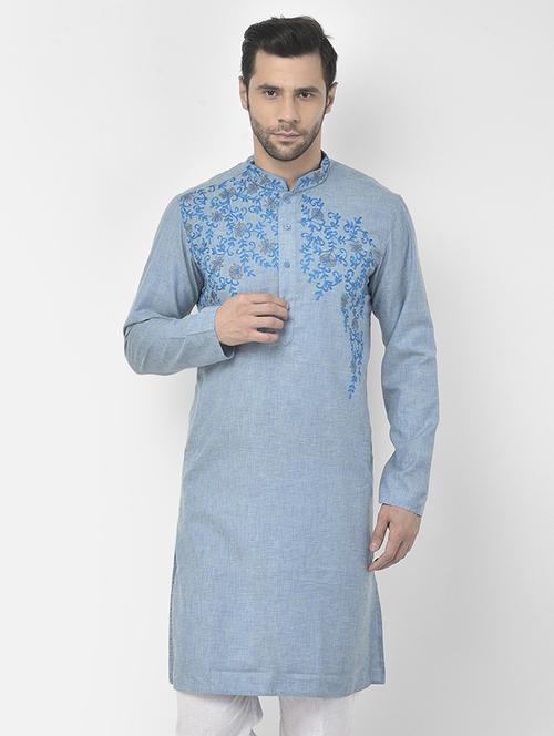 men long sleeve self-designed kurta - 21075257 - Very Small Image - 1
