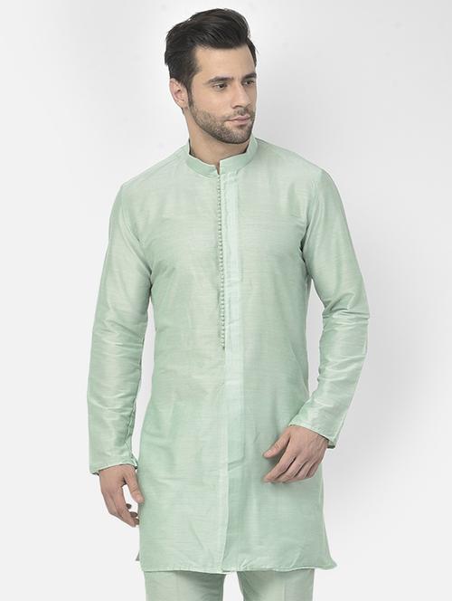 men mandarin neck solid long kurta - 21075299 - Very Small Image - 1