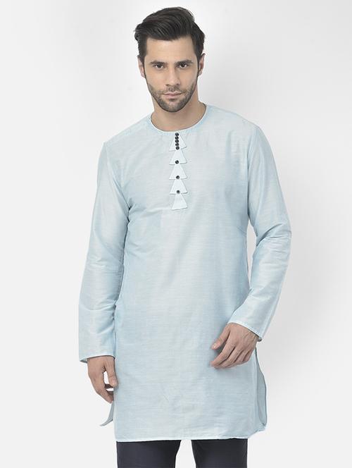 men round neck solid long kurta - 21075315 - Very Small Image - 1