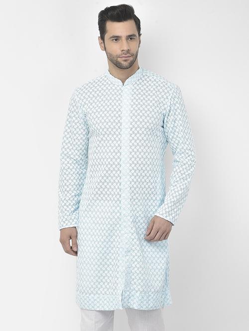 men mandarin neck embroidered long kurta - 21075340 - Very Small Image - 1