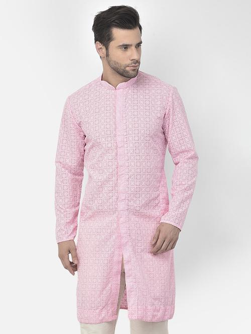 men mandarin neck embroidered long kurta - 21075349 - Very Small Image - 1