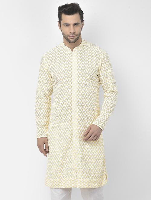men mandarin neck embroidered long kurta - 21075354 - Very Small Image - 1