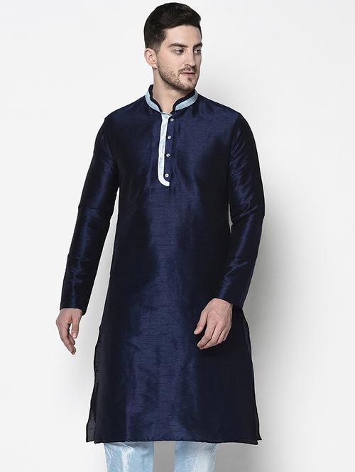 men mandarin neck solid long kurta - 21075394 - Very Small Image - 1