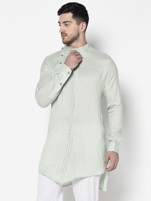 men long sleeve solid short kurta - 21075401 - Very Small Image - 1