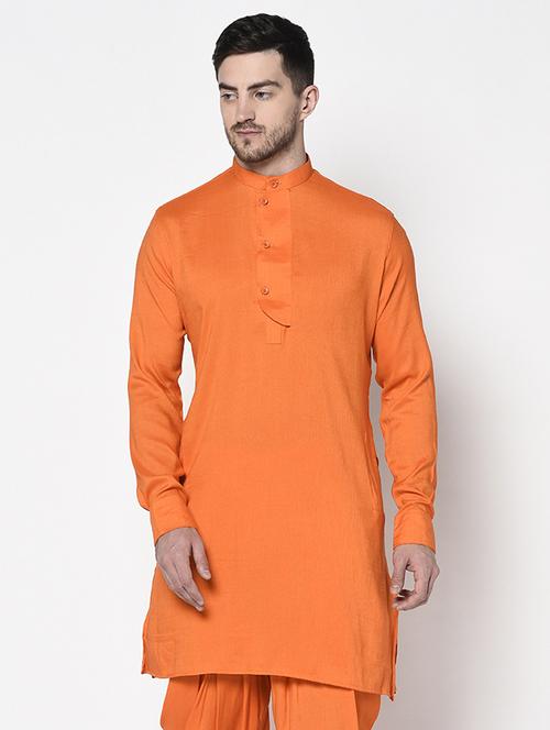 men mandarin neck solid long kurta - 21075410 - Very Small Image - 1