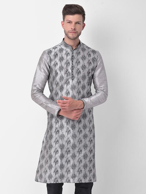 men long sleeve printed long kurta - 21075480 - Very Small Image - 1