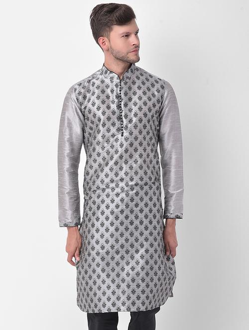 men mandarin neck printed long kurta - 21075481 - Very Small Image - 1