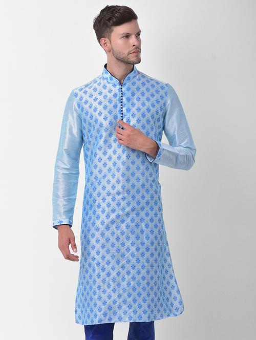 men mandarin neck printed long kurta - 21075486 - Very Small Image - 1