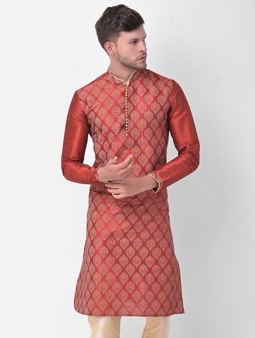 men mandarin neck printed long kurta - 21075491 - Very Small Image - 1