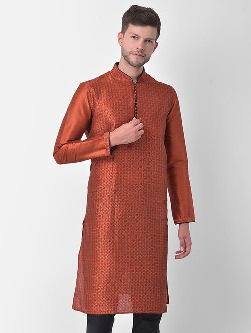copper silk blend short kurta - 21075499 - Very Small Image - 1