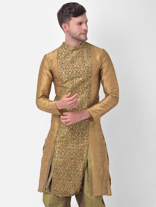 men overlap neck printed long kurta - 21075535 - Very Small Image - 1