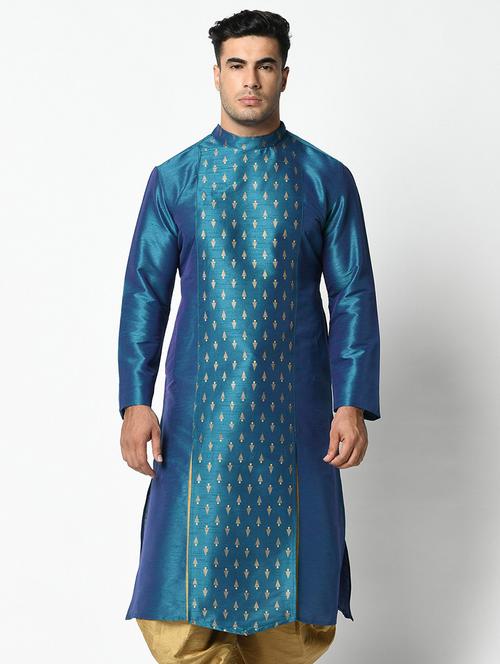 men overlap neck printed long kurta - 21075542 - Very Small Image - 1