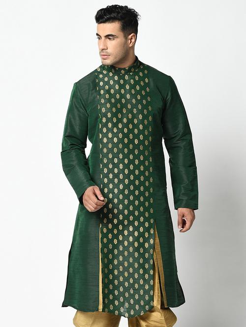 men overlap neck printed long kurta - 21075573 - Very Small Image - 1