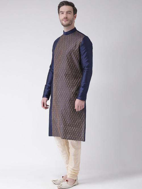 men overlap neck printed long kurta - 21075654 - Very Small Image - 1