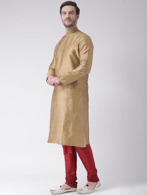men overlap neck solid long kurta - 21075656 - Very Small Image - 1