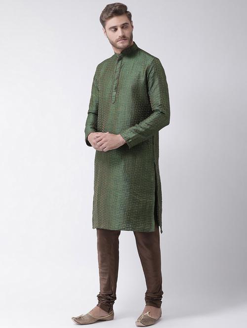 men long sleeve self-designed long kurta - 21075734 - Very Small Image - 1